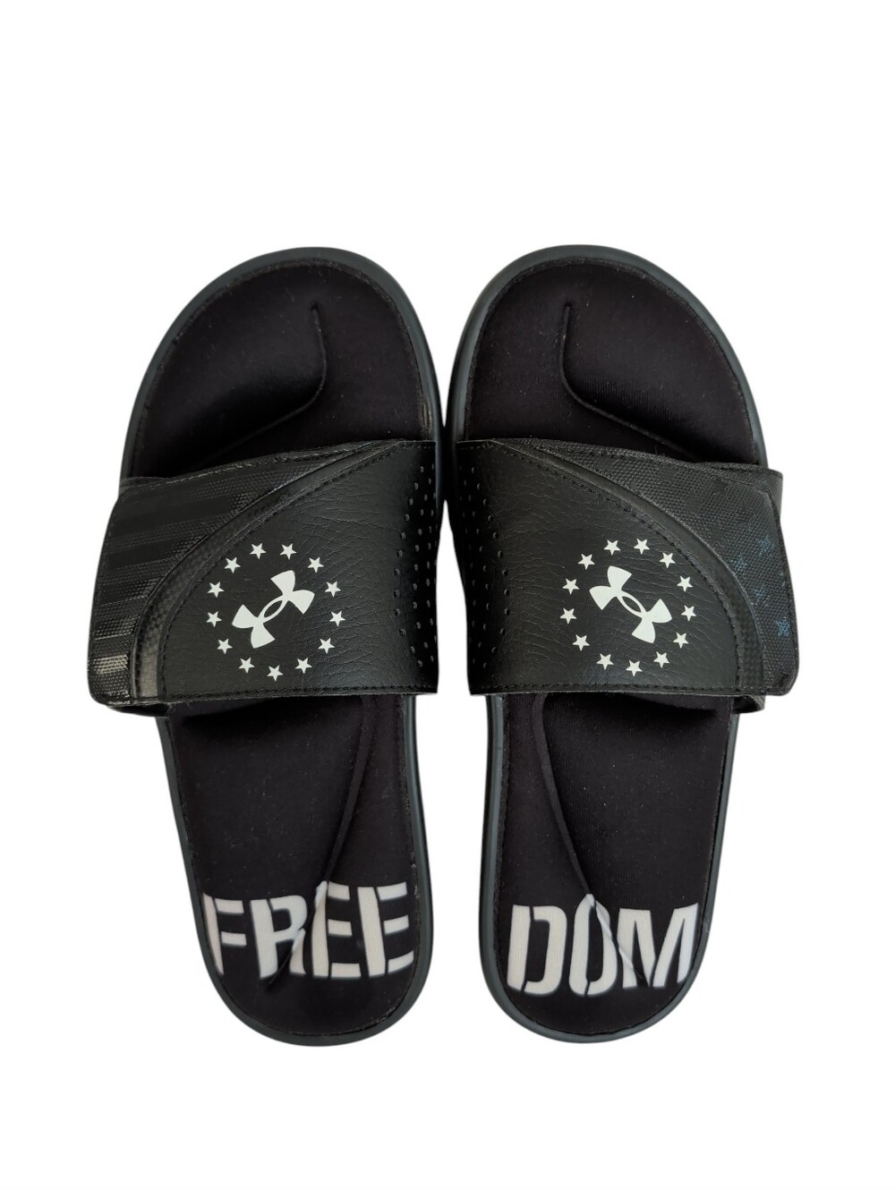Under Armour Ignite Freedom Slide Sandals 9 Black White